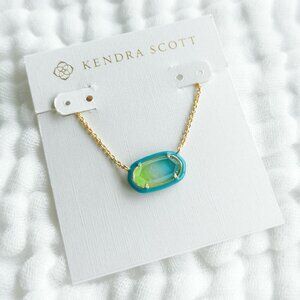 Kendra Scott | Elisa | Sea Green Ombre Illusion Gold Enamel Framed Necklace